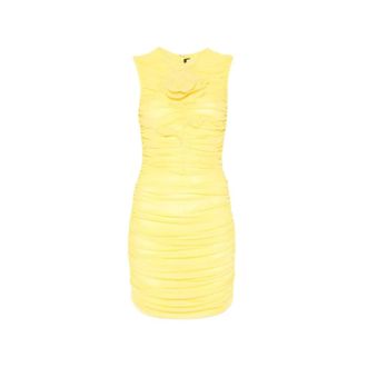 DAVID KOMA Party Dresses, female, Yellow, Size: S Ruched Mini Dress