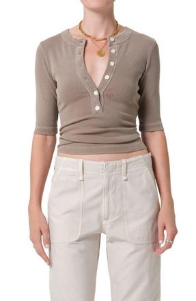 Citizens Of Humanity Nali Rib Henley in Sand Atlas Brown at Nordstrom, Size X-Small