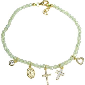 Argento Vivo Faith Beaded Charm Bracelet in Gold/Green at Nordstrom