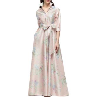 After Six Sabine Floral Print Satin Gown in Esme Floral at Nordstrom, Size Xx-Large
