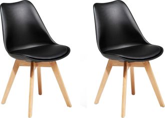 Beliani Beliani - Conjunto De 2 Sillas De Comedor Negro Madera Clara Material Sint&eacute;tico Dakota Ii