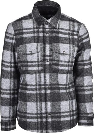 Officina36 Camicia Giubbotto - Heren - Casual Overhemden - Grijs - S - Wol - Overhemden