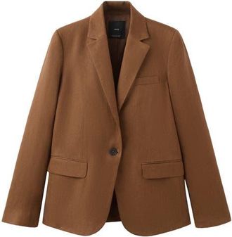 Mango Linen Suit Blazer in Brown at Nordstrom, Size 8