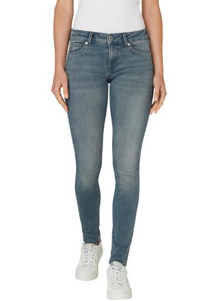 Pepe Jeans London Skinny-fit-Jeans PEPE JEANS SKINNY JEANS LW, Damen, Gr. 25, L&auml;nge 30, blau (blau grau used), Denim/Jeans, Obermaterial: 93% Baumwolle, 5% Polyester, 2