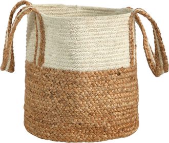 Nearly Natural 14-in Boho Chic Basket Planter Natural Cotton and Jute with Handles in Beige/cream at Nordstrom