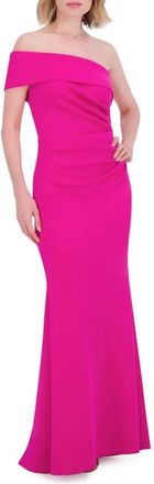 Eliza J Off the Shoulder Fit & Flare Gown in Lipstick R at Nordstrom, Size 12