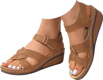 Generic Wedge Sandals for Women 2026 Summer Open Toe Non-Slip Sandal Dressy Ankle Strap Comfortable Walking Vacation Platform Sandals Vintage Wide Shoes with 