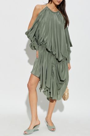 Balmain Sleeveless Silk Dress, Womens, Green