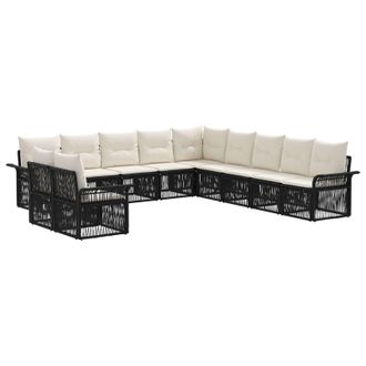 vidaXL Conjunto De Sof&aacute;s De Jard&iacute;n 11 Pcs Negro Rat&aacute;n Sint&eacute;tico Vidaxl