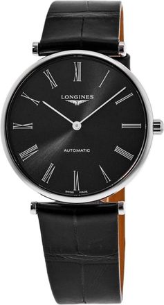 Longines La Grande Classique Automatic Black Dial Leather Strap Mens Watch L4.918.4.51.2