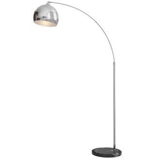 HOMCOM Homcom Lampada Vintage Da Terra Ad Arco Con Asta Regolabile Argento