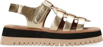 Maruti Logan Leren Platte Sandalen - Dames - Sandalen - Geel - 40 EU - Leer - Schoenen