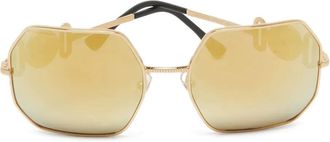 Versace Zonnebril met geometrisch montuur - Goud