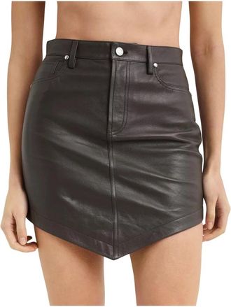 Alexandre Vauthier Asymmetrische leren minirok - Dames - Leren & Su&egrave;de rokken - Bruin - XS - Leer - Rokken