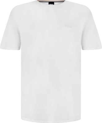 HUGO BOSS Heren T-shirt met ronde hals en korte mouwen in mix-and-match-stijl (Wit)