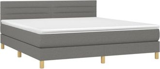 vidaXL Vidaxl - Cama Box Spring Con Colch&oacute;n Y Led Tela Gris Oscuro 180x200 Cm