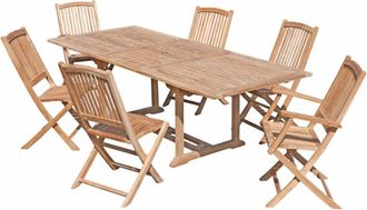 Macabane Mesa y sillas de jard&iacute;n de madera teca 8/10 personas