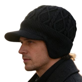 Generic Earflap Hat - Fleece-Lined Cap with Brim - Thick Windproof Winter Beanie - for Hiking Fishing Skiing Motorcycling Camping Riding Climbing Picnic Runni