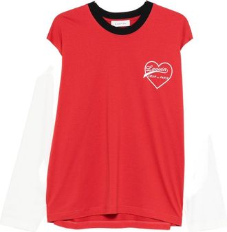 Lanvin Long-Sleeved Cotton T-Shirt with Heart-Shaped Logo