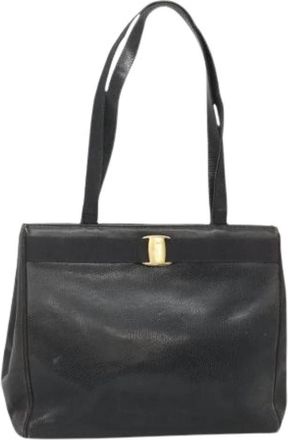 Ferragamo Tweedehands leren handtassen - Dames - Vintage Schoudertas - Zwart - ONE Size - Leer - Vintage