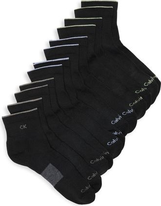 Calvin Klein 6-Pack Cushioned Quarter Length Socks in Black at Nordstrom Rack