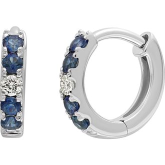 Bony Levy El Mar Sapphire & Diamond Hoop Earrings in 18Kw at Nordstrom Rack
