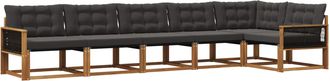 vidaXL Conjunto De Sof&aacute;s De Exterior 6 Uds. Natural Y Negro Vidaxl