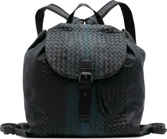 Bottega Veneta 2012-2025 Nappa Intrecciato Drawstring Flap backpack - unisex - Nappa Leather - One Size - Black