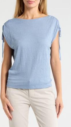 Max Studio Ruched Shoulder Textured Knit Top in Blue Skies at Nordstrom Rack, Size X-Large