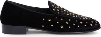 Giuseppe Zanotti Rudolph Sparkle crystal-embellished velvet loafers - men - Leather/Polyurethane/Leather - 39 - Black