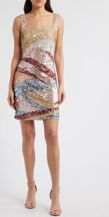 Pisarro Nights Beaded Sleeveless Minidress in Champagne at Nordstrom Rack, Size 16