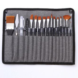 OEM Juego De Dieciocho Pinceles Con Estuche - Para Artistas Aficionados Y Profesionales, Vers&aacute;tiles, Con Cerdas De Alta Calidad Y Pr&aacute;cticos - Crezuo