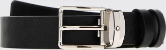 Montblanc Cintura regolabile in pelle con fibbia metallica e logo inciso