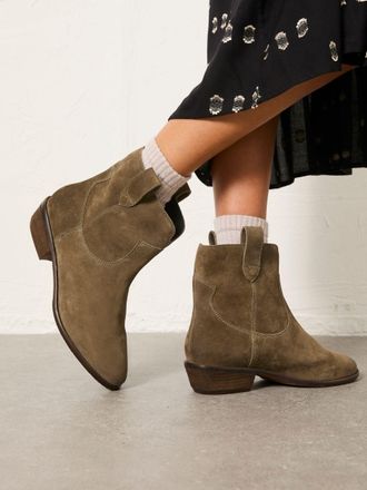 Fat Face FatFace Remi Khaki Green Regular Fit Leather Ankle Boot