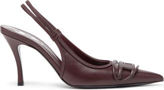 Diesel D-Venus-Burgundy slingback pumps in nappa leather - Heels - Woman - Red