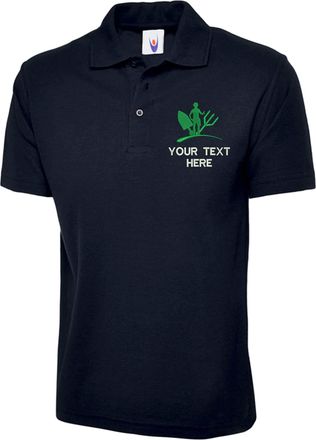 Generic Personalised Embroidered Your Text Gardener Services Polo Shirt, Workwear Uniform Work Farmer Unisex Adult Polo (Navy, L, l)