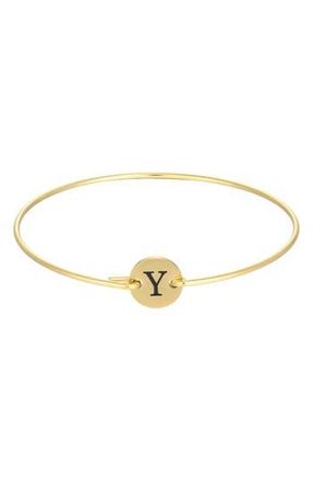 Adornia Tarnish Resistant 18K Gold Plated Initial Bangle Bracelet in Gold-Y at Nordstrom Rack