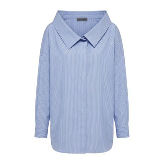 Balenciaga Dames, Blouses & Shirts, Blauw, Maat: S Katoen