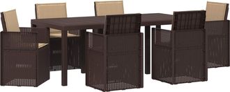 vidaXL Conjunto De Comedor De Jard&iacute;n 7 Uds. Marr&oacute;n Y Topo Pp Vidaxl