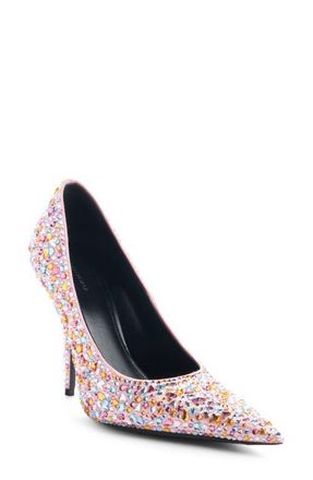Balenciaga Knife Embellished Pointed Toe Pump in Pink/Multicolor at Nordstrom, Size 10Us
