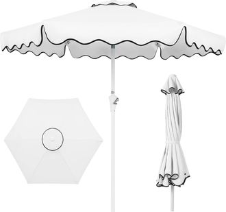 Best Choice Products 7.5ft Patio Market Umbrella with Wavy Trim, Fade-Resistant, Crank & Tilt, Wind Vent