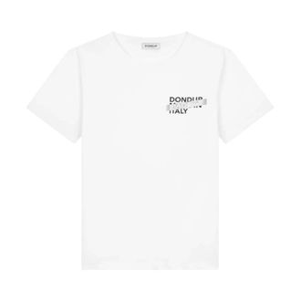 Dondup T-Shirts, male, White, XL, White Logo Print Cotton T-shirt