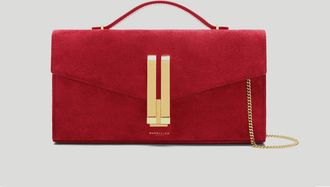DeMellier The Vancouver Clutch in Berry Red Suede Leather Clutch