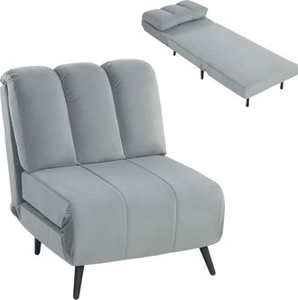 OEM Sill&oacute;n Cama Individual 3 En 1 Sof&aacute; Cama Plegable Con Respaldo Ajustable Y Coj&iacute;n Grueso Para Sal&oacute;n 72x88x87 Cm Gris