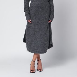Entire studios Smoke Grey Wool Blend Midi Skirt