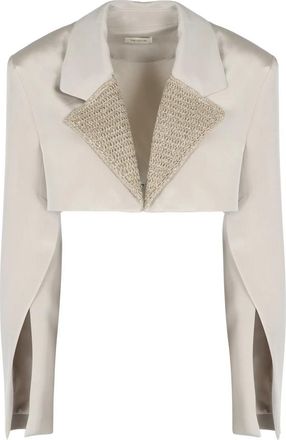 The Mannei Marica Silk Blazer - Dames - Blazers - Beige - M - Jassen