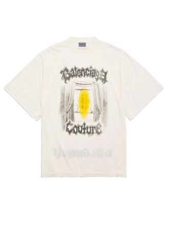 Balenciaga Cream Graphic Crew Neck T-Shirt