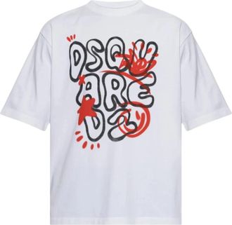 Dsquared2 Logo-print T-shirt met korte mouwen - Heren - T-shirts - Wit - XL - Katoen - Tops