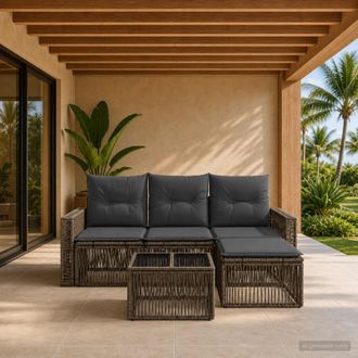 vidaXL Vidaxl Set Divano Da Giardino 5 Pz Grigio E Grigio Scuro Polyrattan