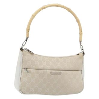 Gucci Pre-owned Shoulder Bags, female, Beige, Size: ONE SIZE Pre-owned Vintage Canvas Shoulder Bag